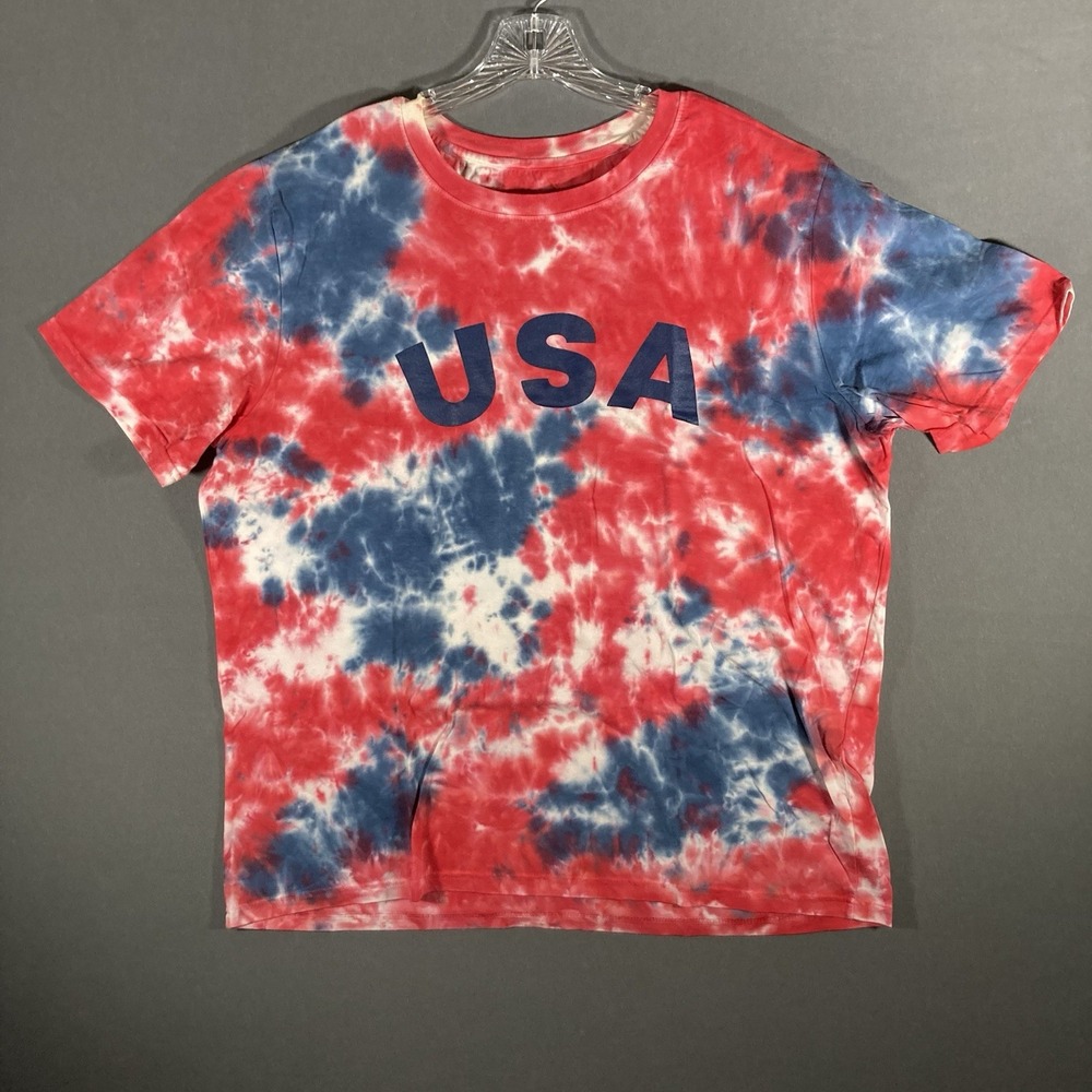 USA Tie Dye‎ T-Shirt Men's XL Red White Blue Patriotic Graphic Tee